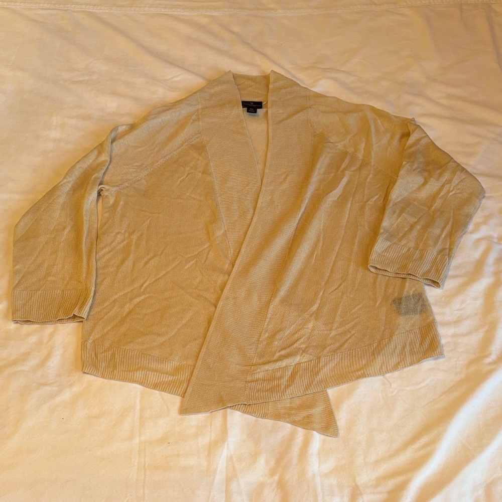 Worthington Petite Large Cream Ribbed Cardigan